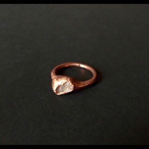 HandForged Copper w/ Rose Quartz Stone Ring Sz 7